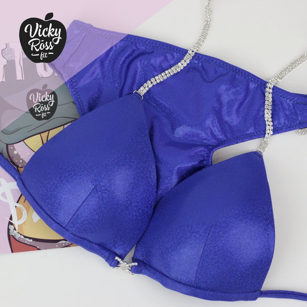 Blue Plain Competition Bodybuilding Posing Suit